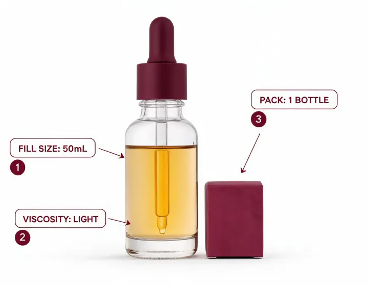 Face oil specification worksheet illustration, not a premises map